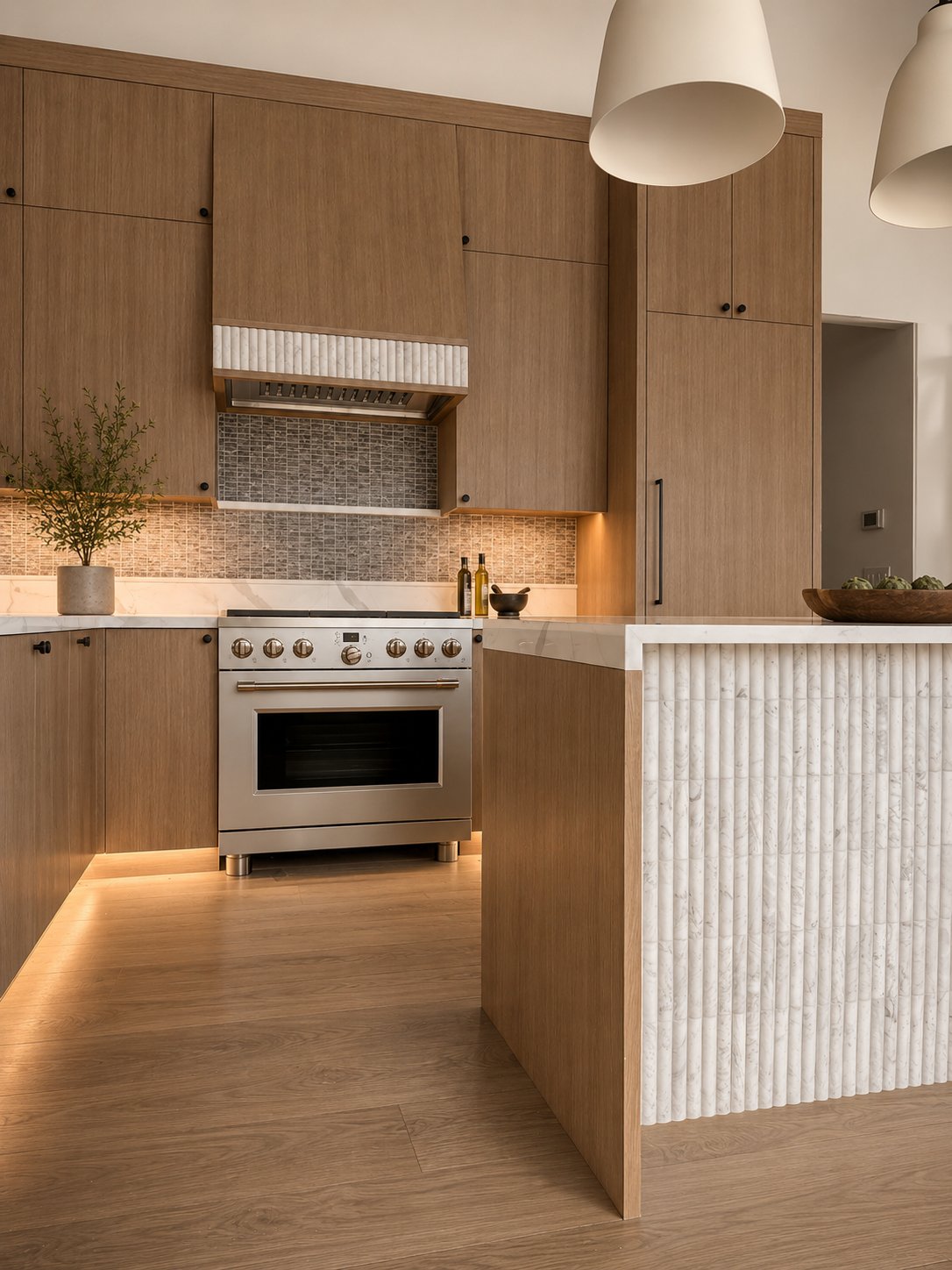 Custom white oak kitchen built in Bend Oregon by DRCC